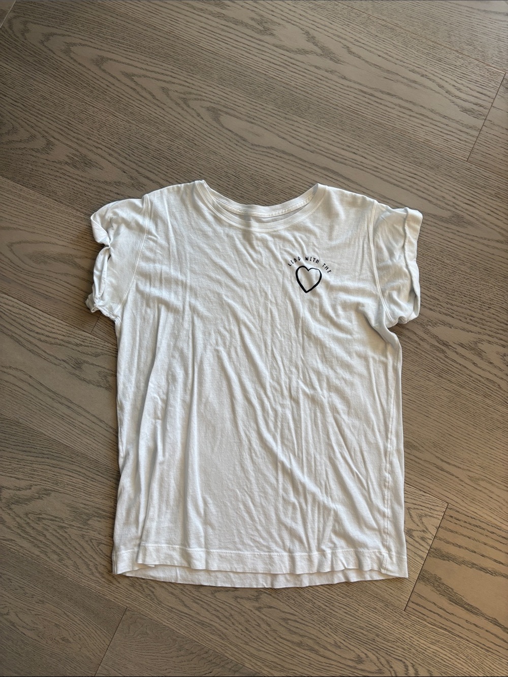 lululemon athletica White Tee with Small Black Heart Graphic